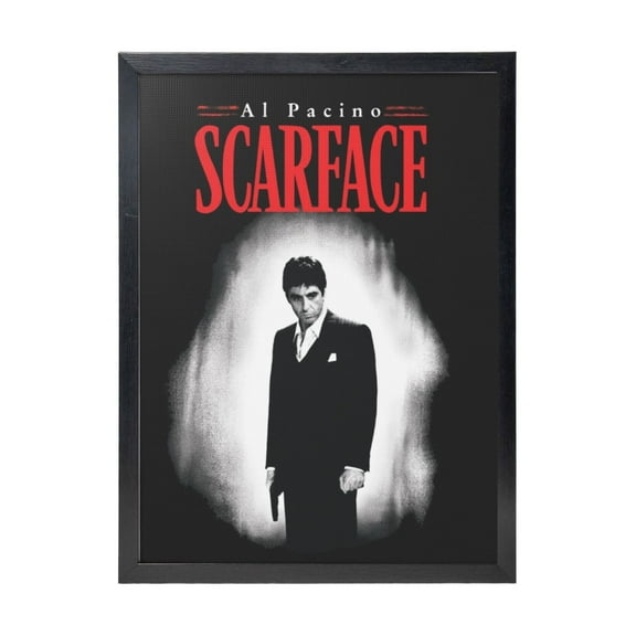 Scarface Black Framed Canvas Wall Art Fashion Decor, 12x16in Wall Decor For Living Room, Bedroom, Office