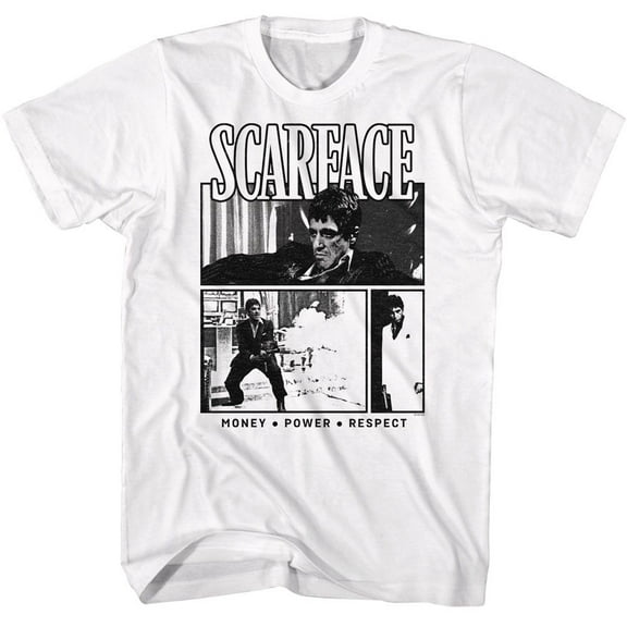 Scarface Comic Background White Adult T-Shirt M