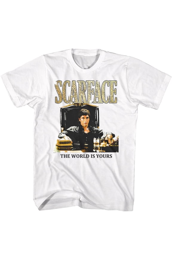 Scarface Desk Sit White Adult T-Shirt