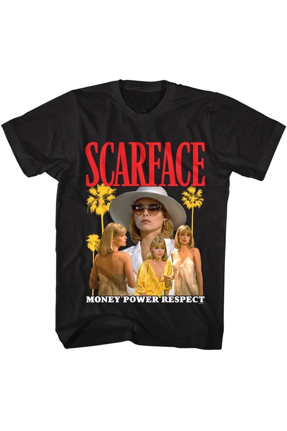 Scarface Elvira Money Power Respect American Classics Adult Short Sleeve T-Shirt