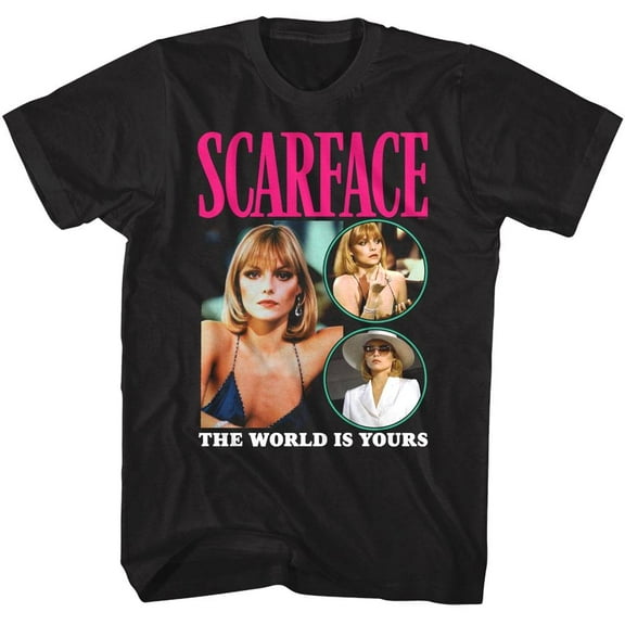Scarface Elvira the World Is Yours Men's T Shirt (Black, Adult2XL)