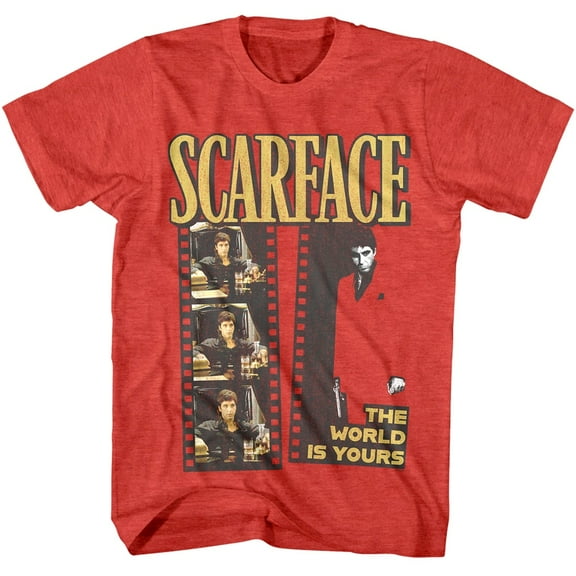 Scarface Film Reel Men's T Shirt (RedHeather, AdultS)
