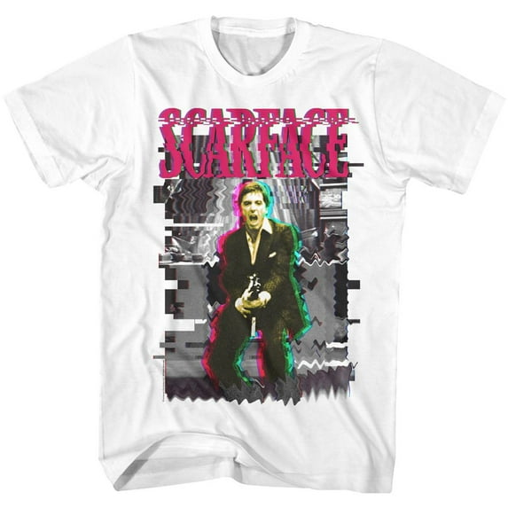Scarface Glitch White Adult T-Shirt 5Xl
