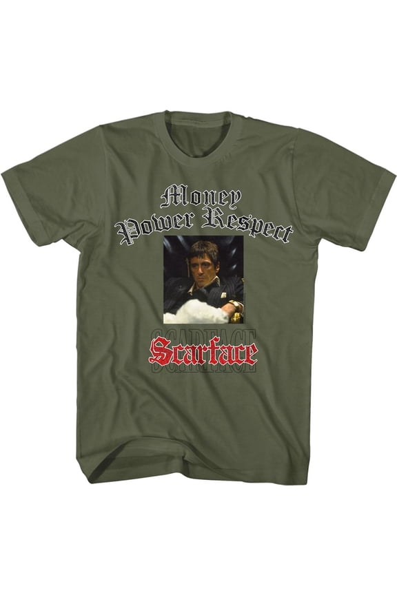 Scarface Glitter Logo Military Green Adult T-Shirt