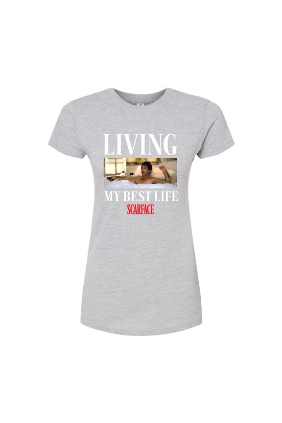 - Living My Best Life - Juniors Fitted Short Sleeve Graphic T-Shirt