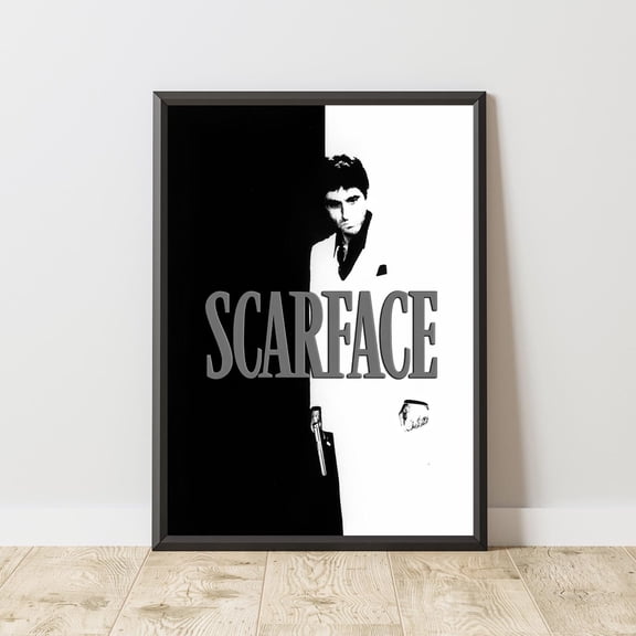 Scarface Minimal Black White Movie Poster, Cult Film Artwork Home Display, Size 24x36 Unframed Poster