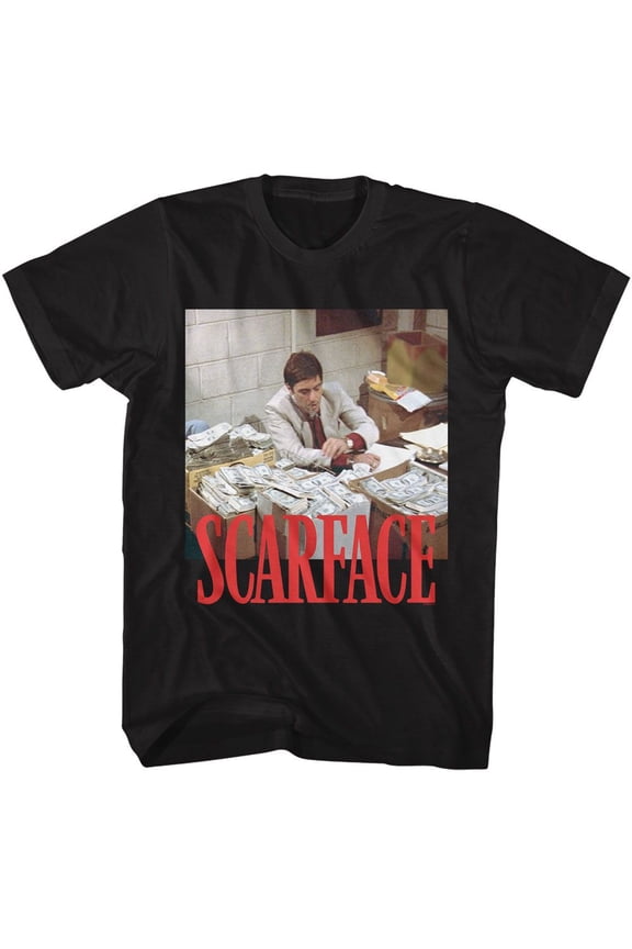 Scarface Money Stacks Black Adult T-Shirt