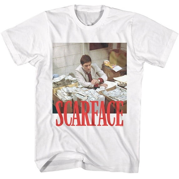 Scarface Money Stacks White Adult T-Shirt