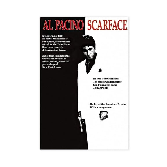 Scarface Movie -Al Pacino Canvas Poster Wall Art Decor Print Picture Paintings for Living Room Bedroom Decoration Canvas Poster Bedroom Decor Landscape Office Room Decor Gift