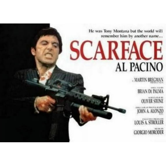 Scarface Movie Poster Quad Style Reprint 27Inx40In for any room 27x40 Square Adults Best Posters