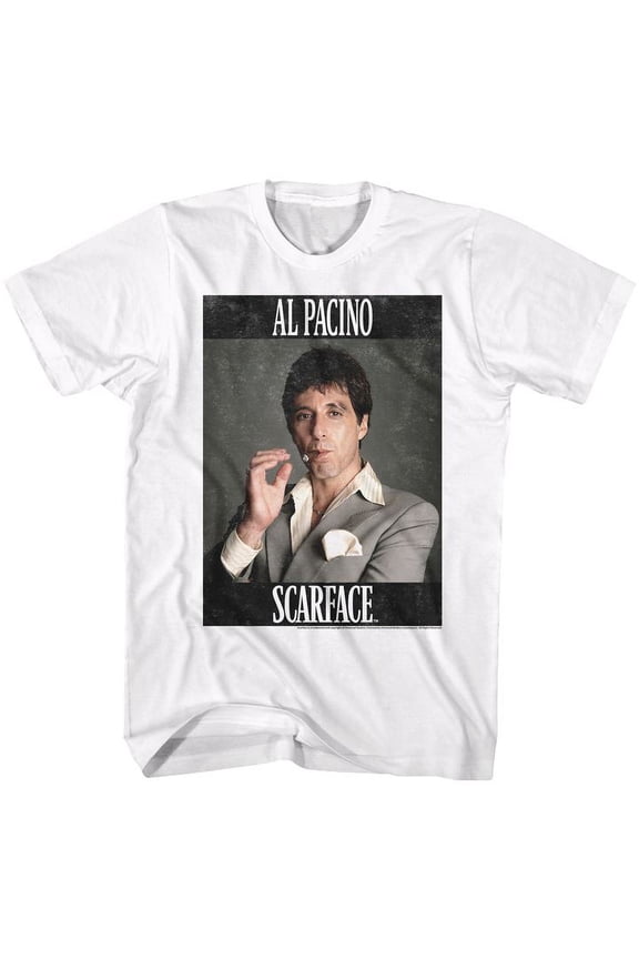 Scarface Pacino White Adult T-Shirt 4Xl