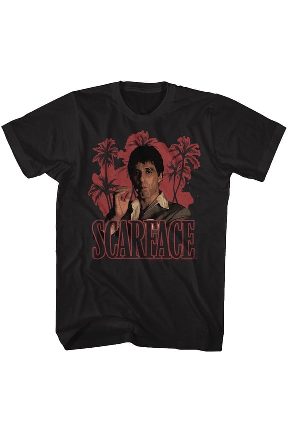 Scarface Red Palms Black T-Shirt