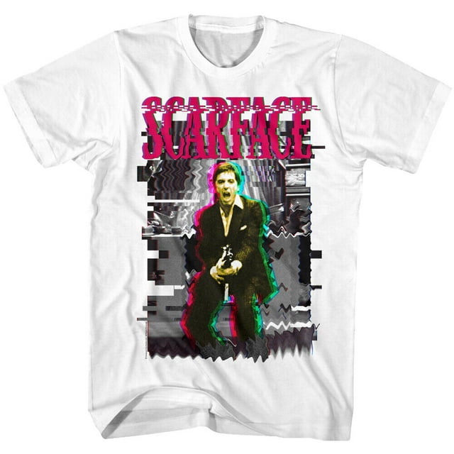 Scarface Say Hello Glitch T-Shirt Al Pacino Tony Montana Shooting Scene