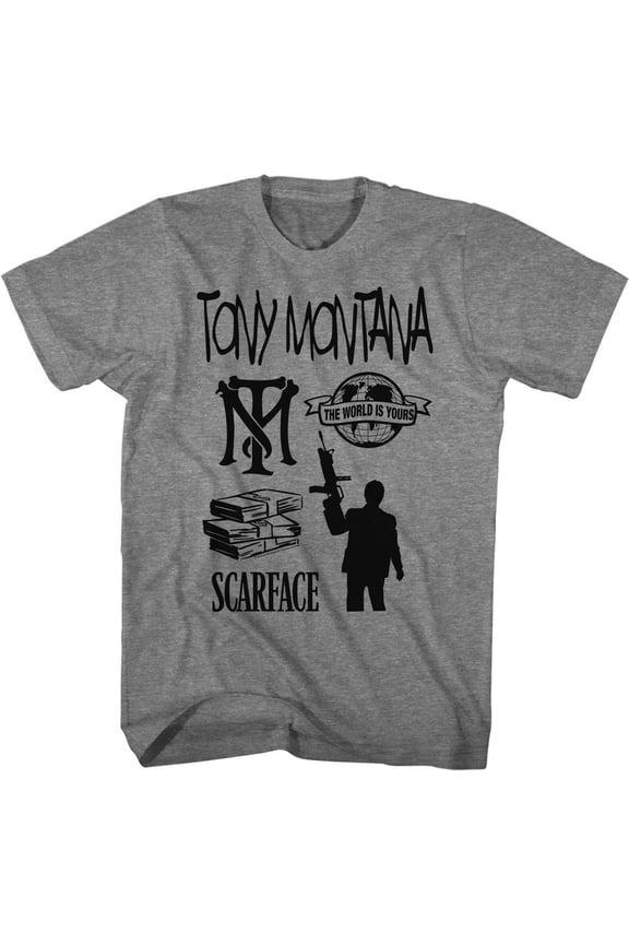 Scarface Tomymontana And Friends Graphite Heather Adult T-Shirt 5Xl