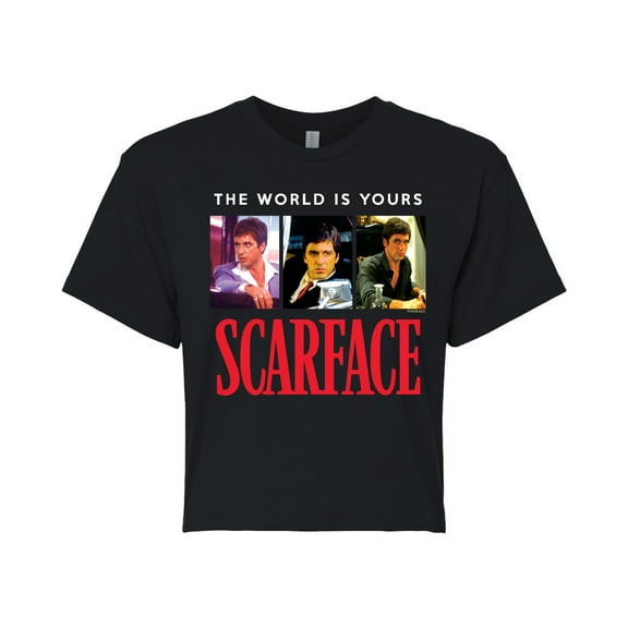 Scarface - The World Is Yours- Juniors Cropped Short Sleeve Graphic T-Shirt