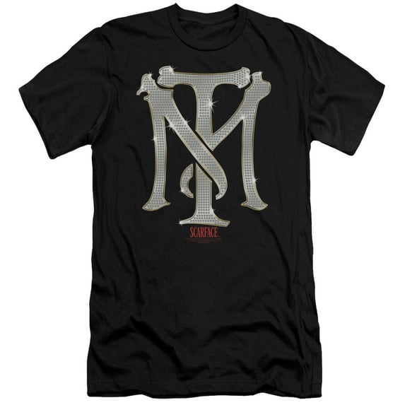 Scarface Tm Bling Premium Canvas Adult Slim Fit 30/1 T-Shirt Black