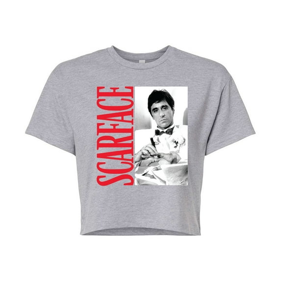 Scarface - Tony In Tuxedo - Juniors Cropped Short Sleeve Graphic T-Shirt