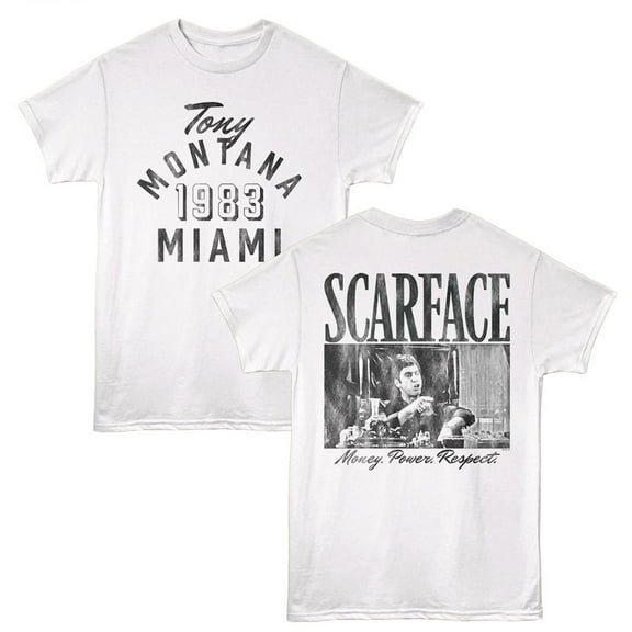 Scarface Tony Montana 1983 Miami Men's T Shirt (White, Adult6XL)