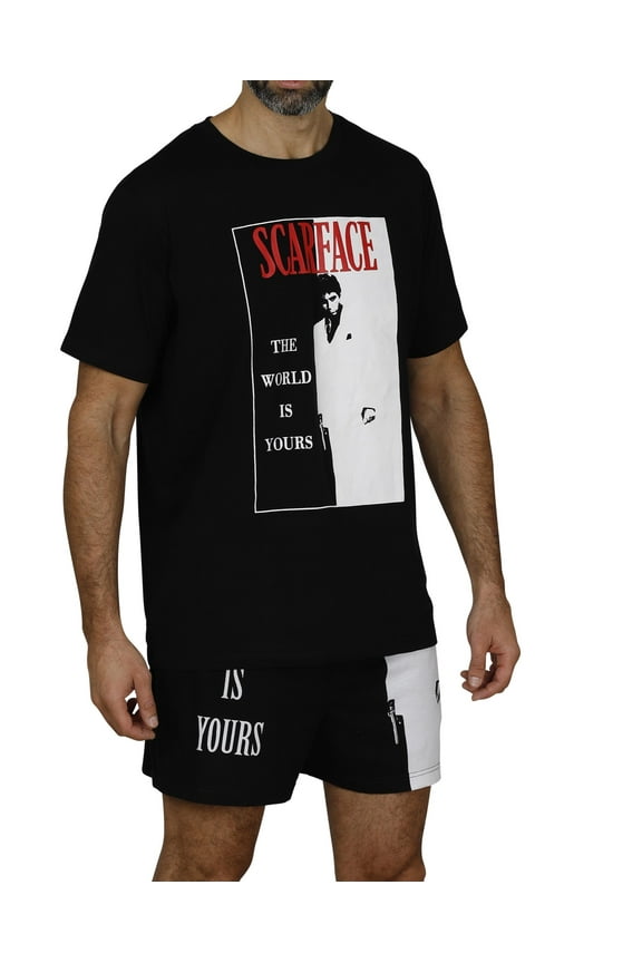 Scarface Tony Montana Mens Pajama Set Graphic Top and Boxer Shorts or Pants, Boxer Set, Size: Large