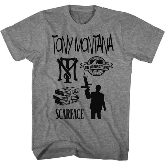 Scarface Tony Montana and Friends Graphite Heather Adult T-Shirt