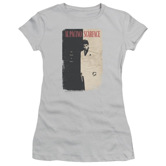 Scarface Vintage Poster S/S Junior Women's T-Shirt Sheer Silver