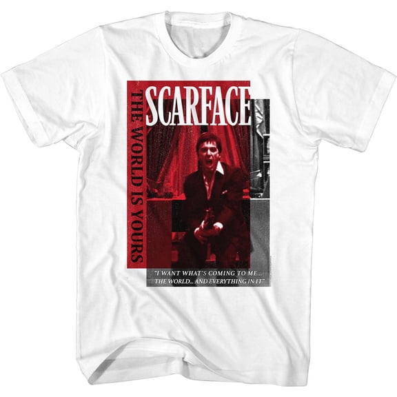 Scarface Scarlet Box Overlay White Adult T-Shirt 4Xl
