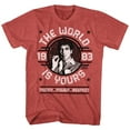 thumbnail image 1 of Scarface World Is Yours Emblem Red Heather T-Shirt, 1 of 2