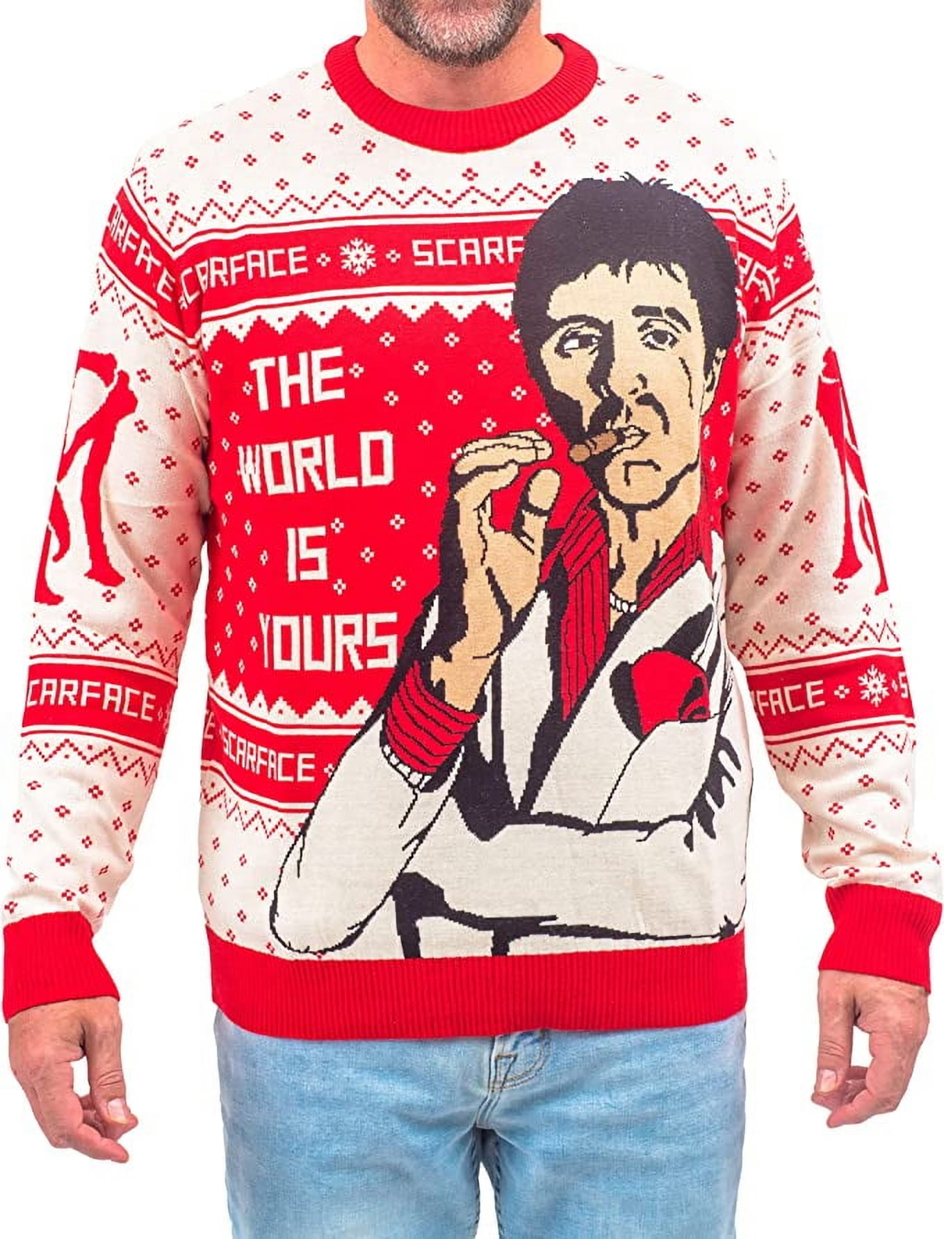 Scarface the World is Yours Tony Montana Ugly Christmas Sweater Walmart