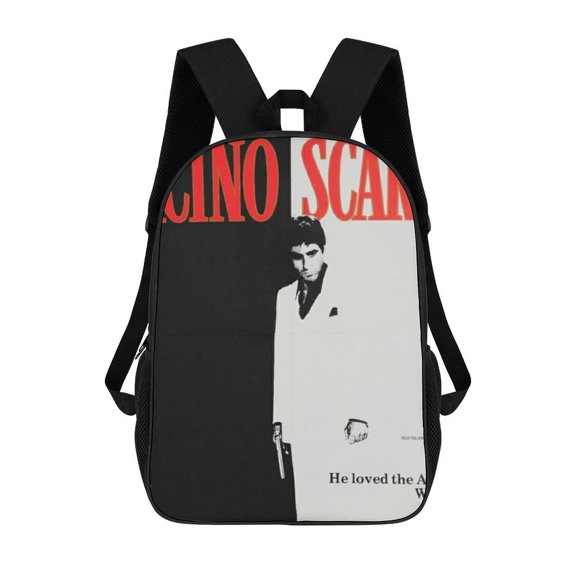 Scarface themed backpack, lightweight and durable laptop bag, 17-inch, stylish 3D-print backpack.