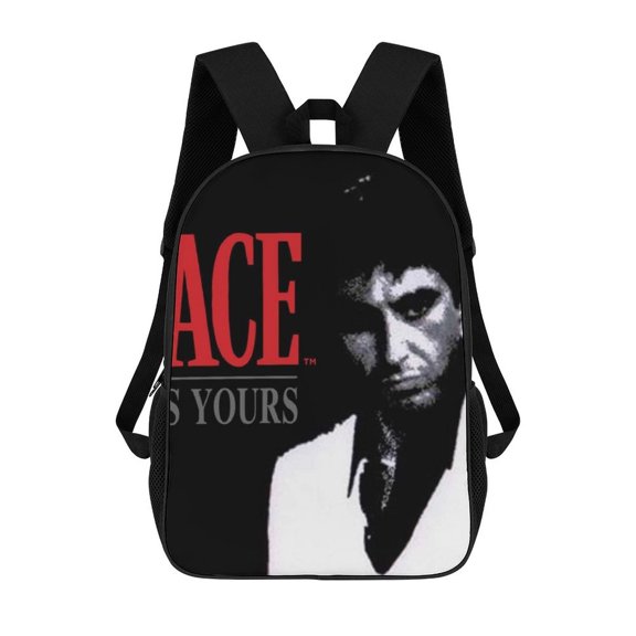 Scarface themed backpack, lightweight and durable laptop bag, 17-inch, stylish 3D-print backpack.