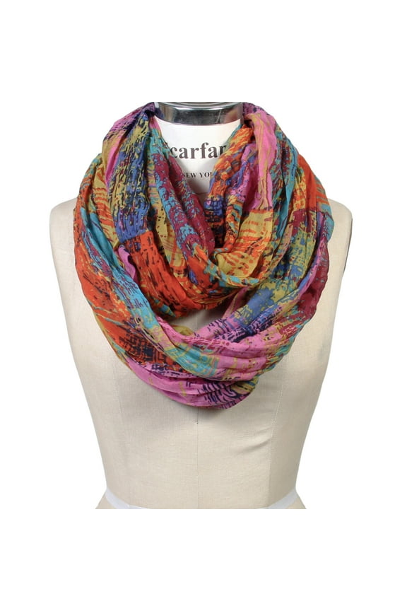 Bandanas Infinity Scarf Crinkled Texture Polyester Pink-Orange