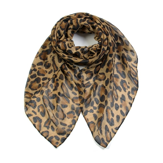 Scarfand Women's Lightweight Leopard Print Fashion Scarf, Brown