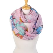 Scarfand's Lightweight Butterfly Floral Print Infinity Fashion Scarf Head Wrap Shawl, Pink