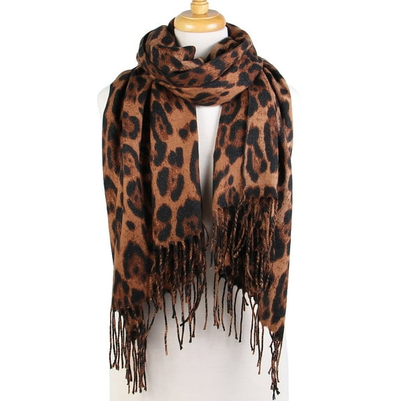 Scarfand's Lightweight Metallic Leopard Print Scarf Wrap Shawl