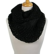 Scarfands Unisex Lightweight Mesh Knit Sequin Infinity Scarf, Shawl, Wrap, Black