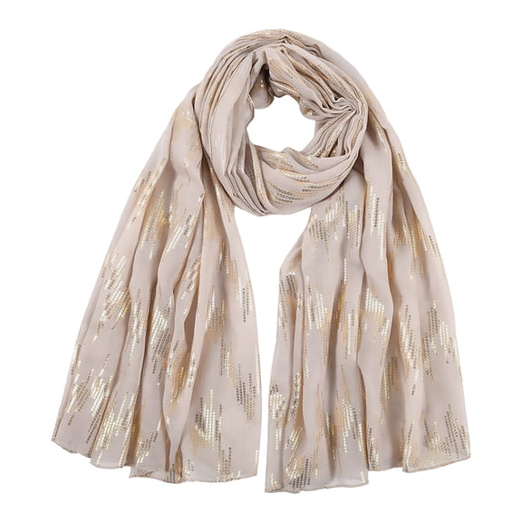 Scarfs for Women BWASD Gold Printing Casual Lightweight Soft Sunscreen Scarf Long Beach Shawl Hair Bandana Neckerchief for Spring Summer Fashion Beige