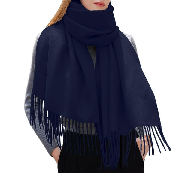 Scarfs for Women Cold Weather Thick Warm Knitted Scarf Long Scarves Knit Wraps Lined Knit Wraps Winter Scarves for Women Dark Blue One Size