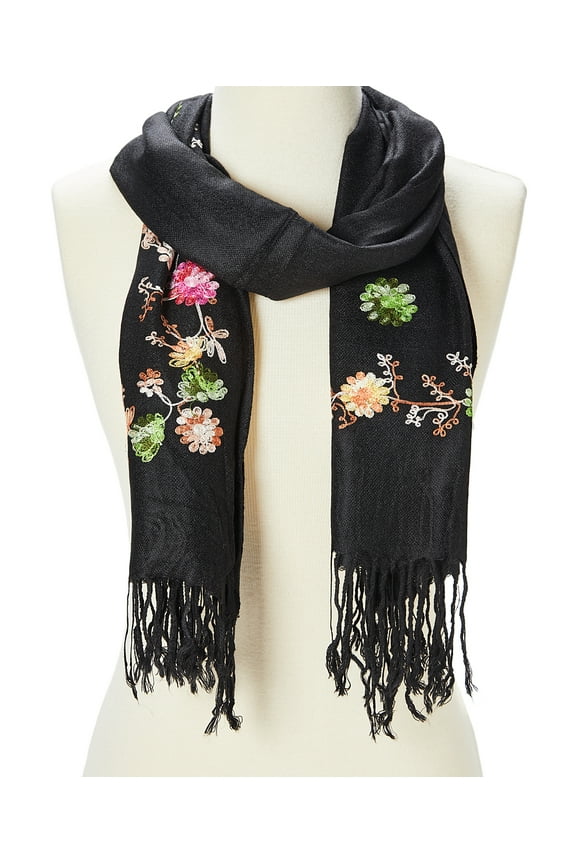 Scarfs for Women Floral Scarves Embroidered Long Fashion Evening Scarf Long Neck Wraps for Ladies Gifts Online by Oussum