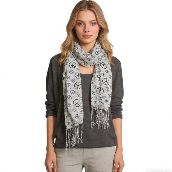 Scarfs for Women - Lightweight Black & White Print Viscose Scarf - Elegant Geometric Pattern Scarf (63"x22")