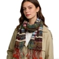 thumbnail image 1 of Scarfs for Women - Lightweight Multicolor Jacquard Polyester Scarf - Leaf Pattern Long Scarf (70"x27"), 1 of 5