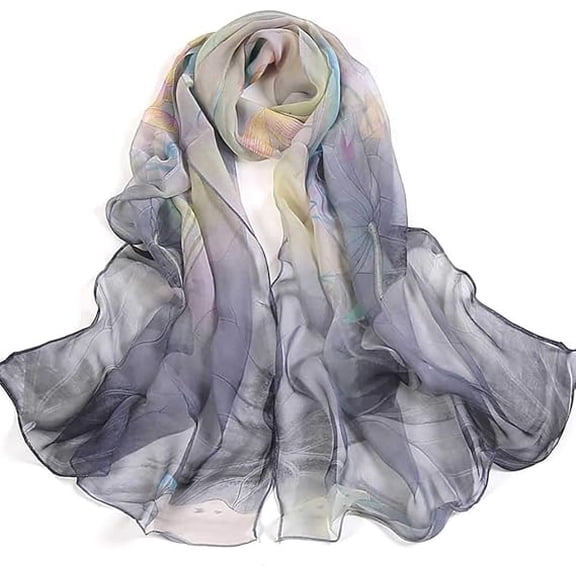 Scarfs for Women Lightweight Print Floral Pattern Scarf Shawl Fashion Scarves Sunscreen Shawls Gray