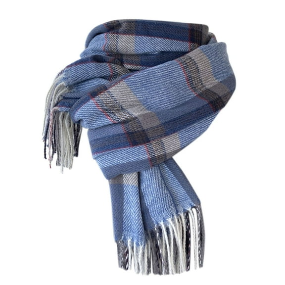 Scarfs for Women Plaid Scarf Long Scarves Knit Wraps Knitted Scarf Thick Warm Long Shawl Cold Weather Winter Scarves for Women Blue One Size