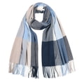 thumbnail image 1 of Scarfs for Women Plaid Scarf Thick Warm Knitted Scarf Long Scarves Lined Knit Wraps Thick Warm Soft Winter Scarf Blue One Size, 1 of 5