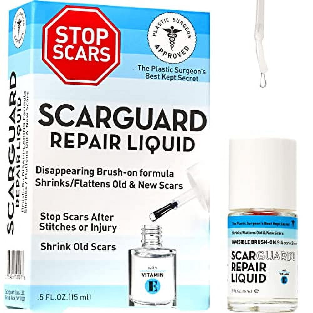 Scarguard Invisible BrushOn Silicone Sheet with Vitamin E Scar Removal for Keloids, Burn
