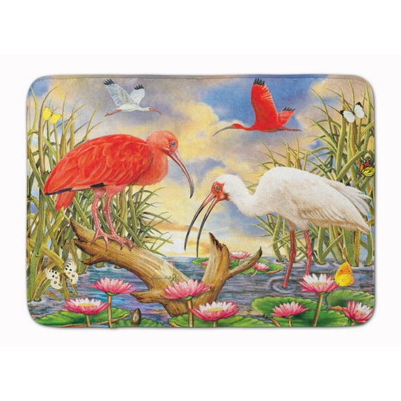 Scarlet And White Ibis Machine Washable Memory Foam Mat