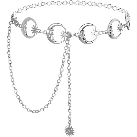 Scarlet Darkness Chain Belt for Women Metal Waist Chain Belt Concho Boho Western Belt