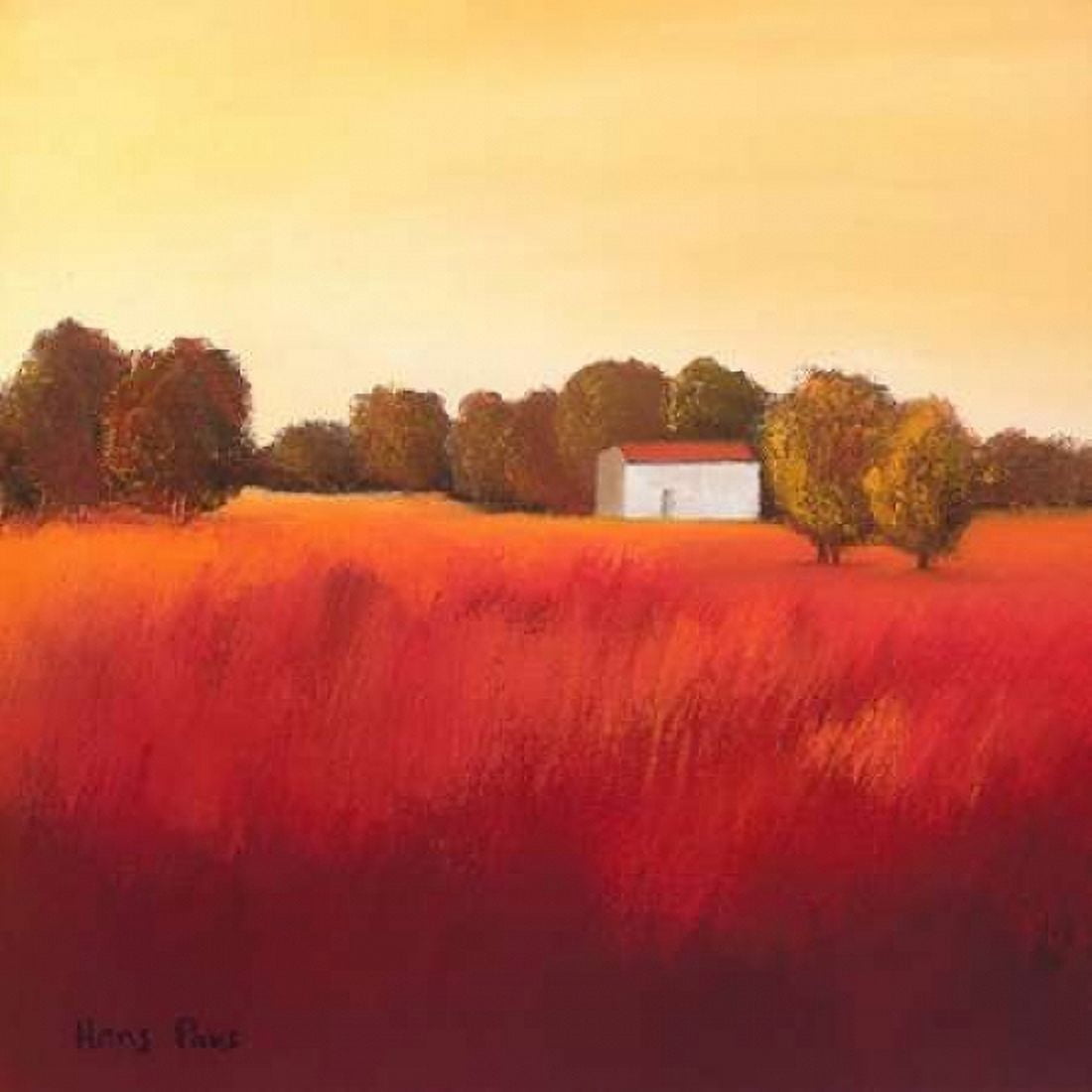 Scarlet Landscape II Canvas Art - Hans Paus (24 x 24)