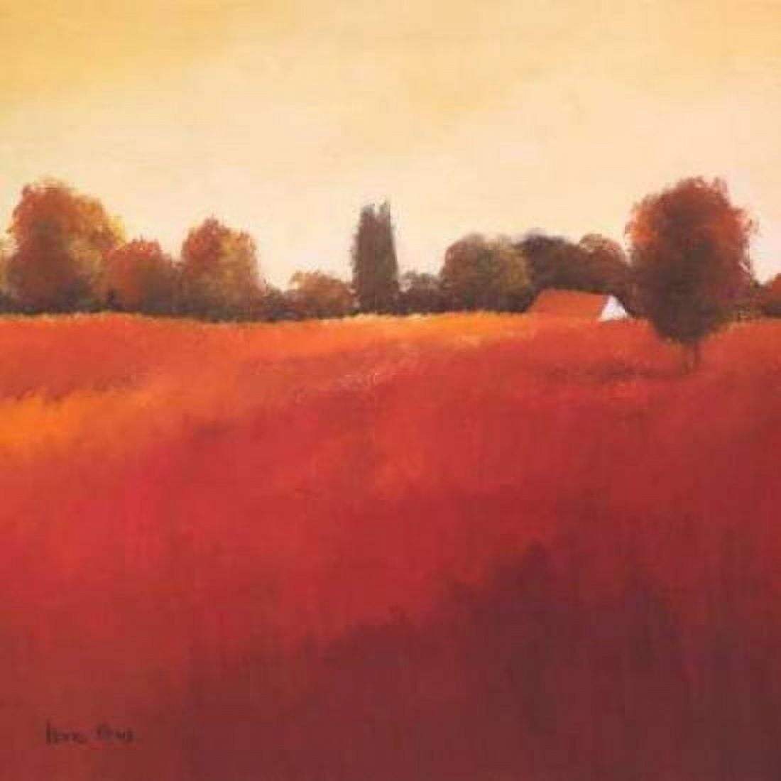 Scarlet Landscape III Canvas Art - Hans Paus (24 x 24)