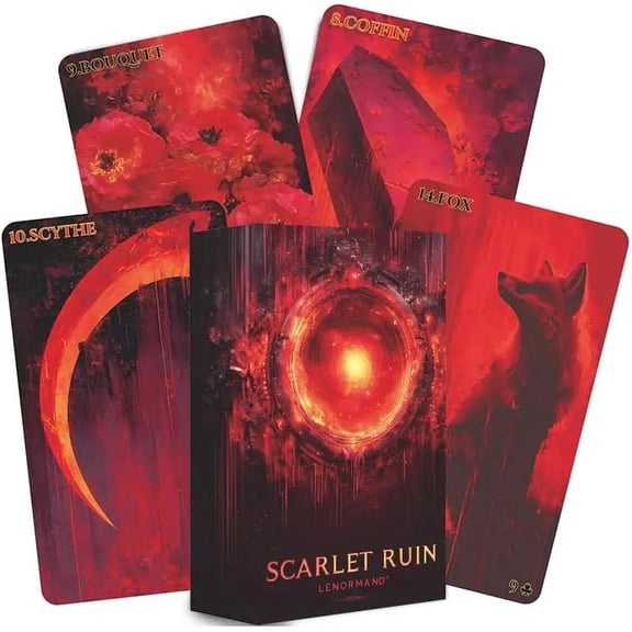 Scarlet Lenormand Card Deck, 36 Fortune Telling Oracle Cards with Bold Scarlet Artwork, A Tarot Alternative for Love, Career, Da