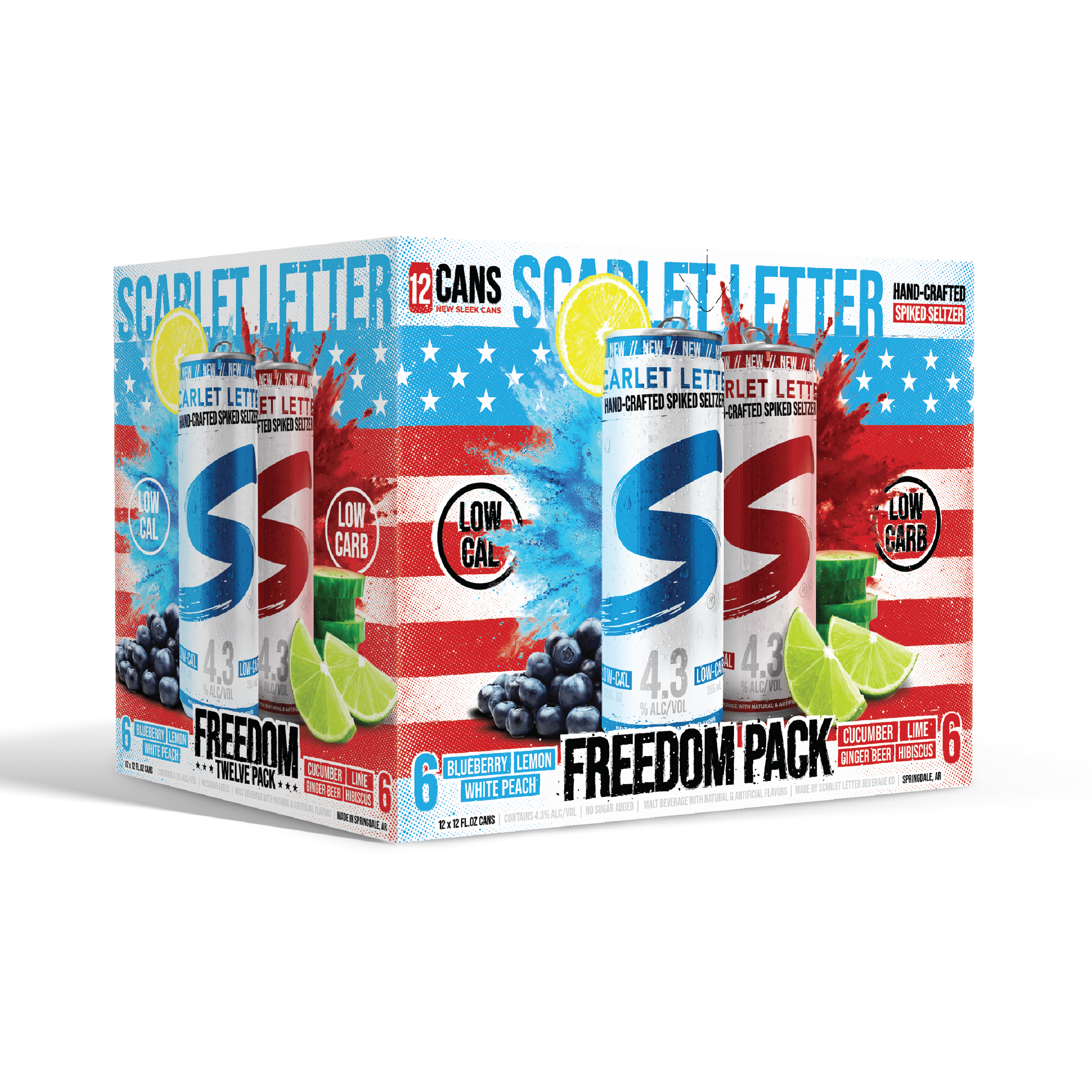 Scarlet Letter Freedom Hard Seltzer, 12 Pack, 12fl oz Cans, 4.3% ABV
